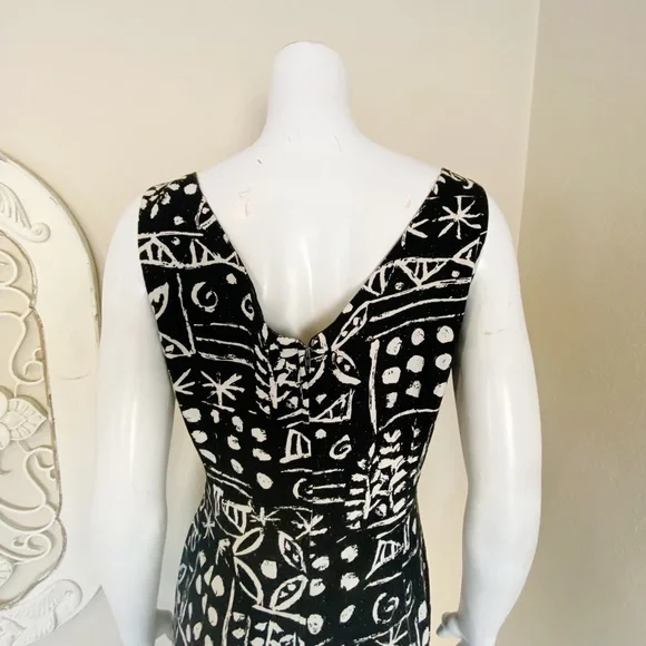 George Georgiou | Womens Vintage Black/White Silk Pattern Shift Dress | Size: M - Picture 8 of 8